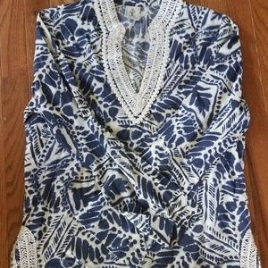BOHO BEACH tunic blue and white